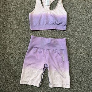 Purple Ombre Sports Bra and Shorts Set